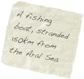 A fishing boat, stranded 150km from the Aral Sea