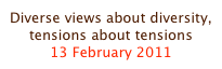 Diverse views about diversity, tensions about tensions
13 February 2011